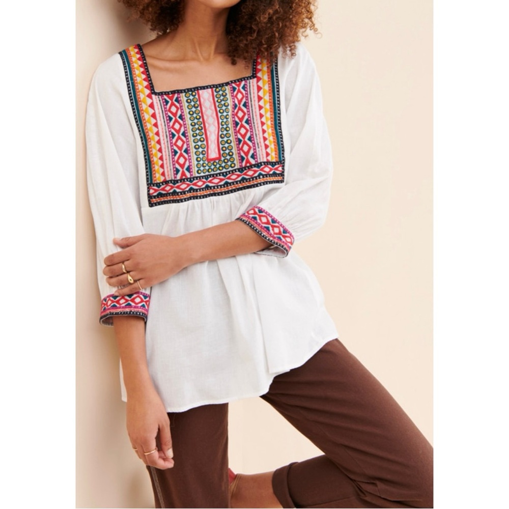 Anthropologie Abigail Embroidered Tunic